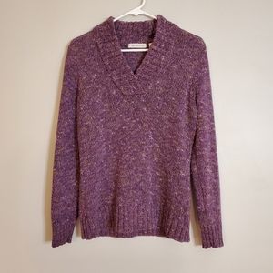 Liz Claiborne womens sweater large purple knit vneck long sleeves